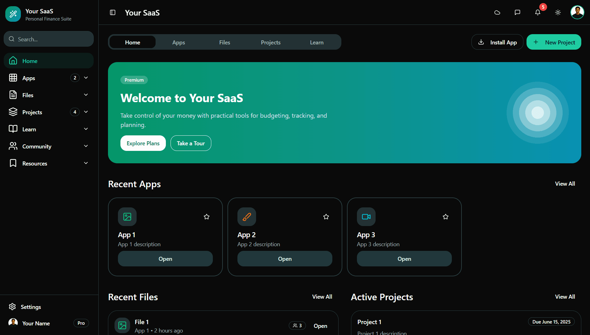 [Template] SaaS dashboard